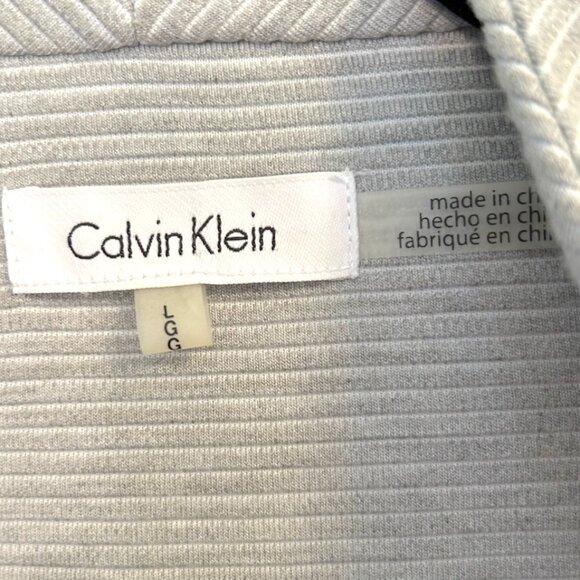 Calvin Klein gray textured knit drape open front jacket - Picture 4 of 9